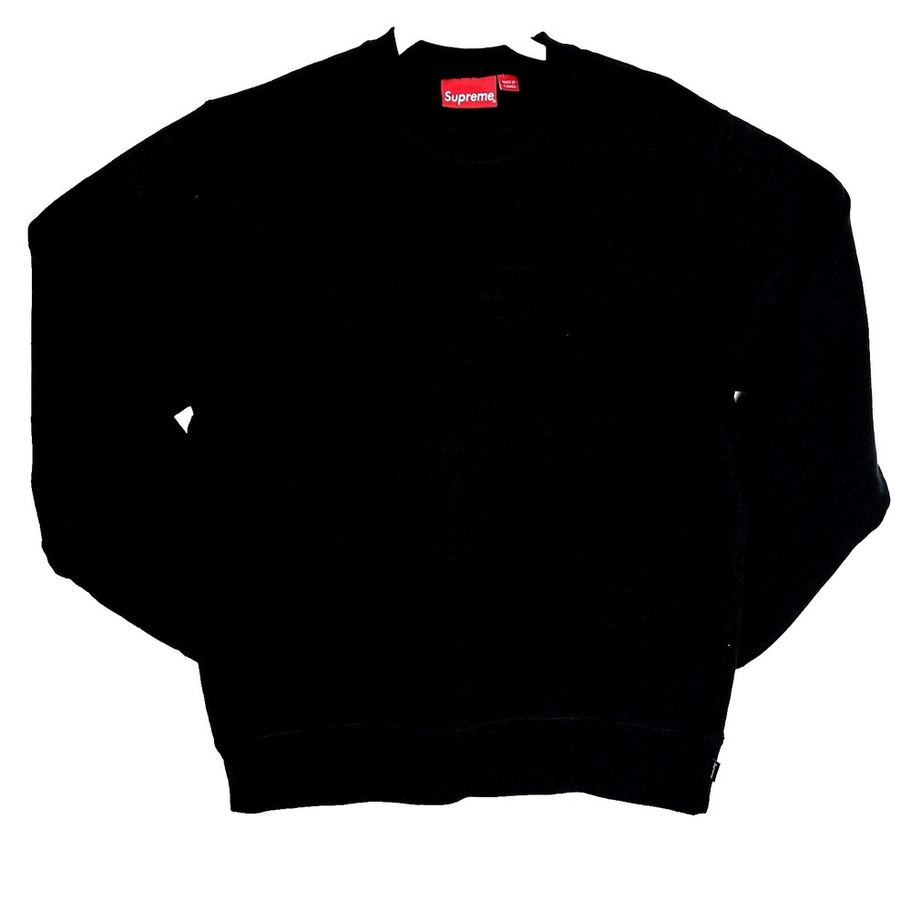 Supreme Crewneck Sweatshirt Cutout Logo‎ Black Mens Medium SS20 Hype Streetwear